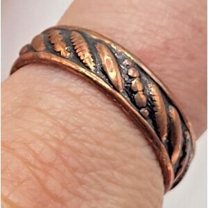 NM Copper Signed Ring sz 8 Southwestern Western Minimalist Bohemian